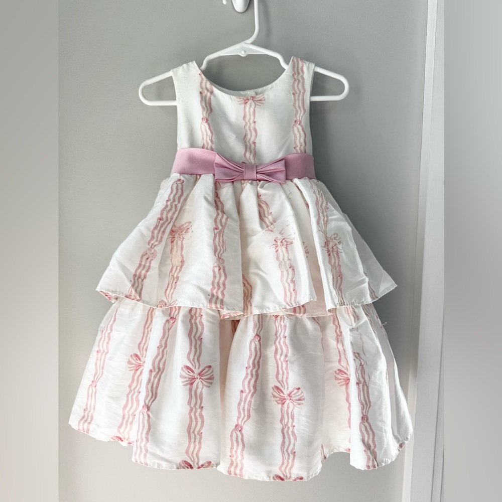 Pippa & Julie Pink and White Bow Formal Dress